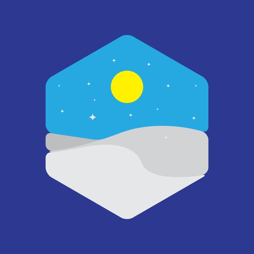 Hexágono nieve con sol colorido logotipo símbolo icono vector gráfico diseño ilustración idea creativa