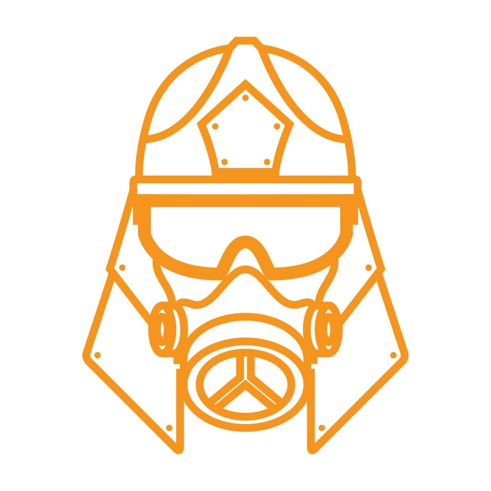 head fireman line with mask logo symbol vector icon illustration graphic design