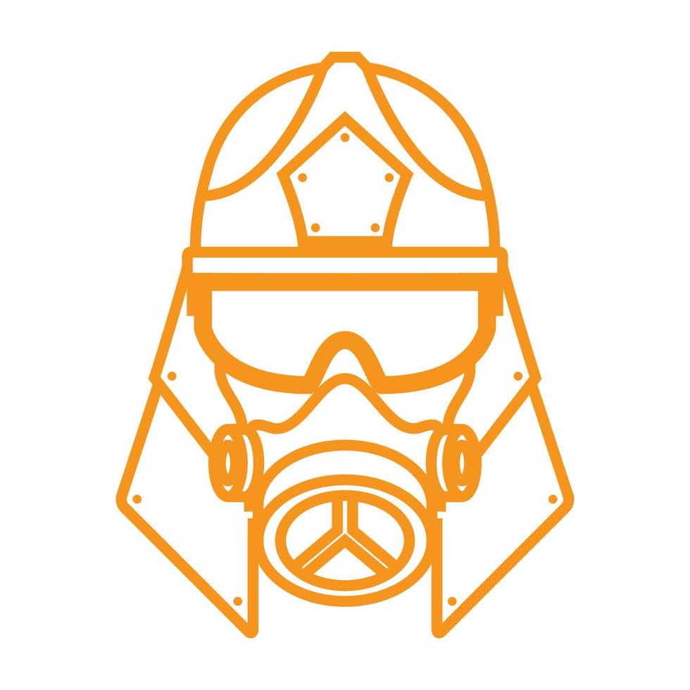 head fireman line with mask logo symbol vector icon illustration graphic design