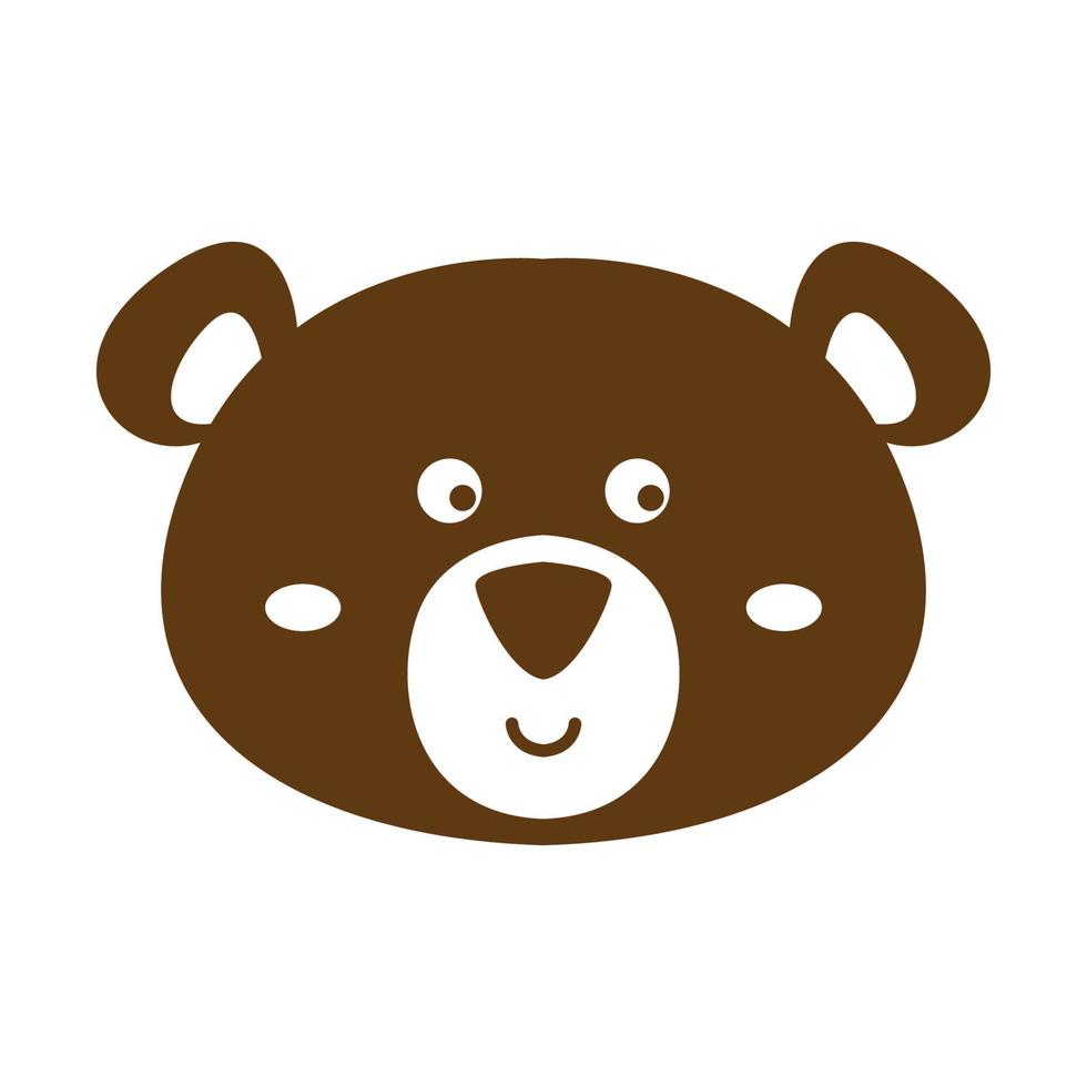 diseño de ilustración de icono de vector de logotipo de dibujos animados lindo de sonrisa de cabeza de oso