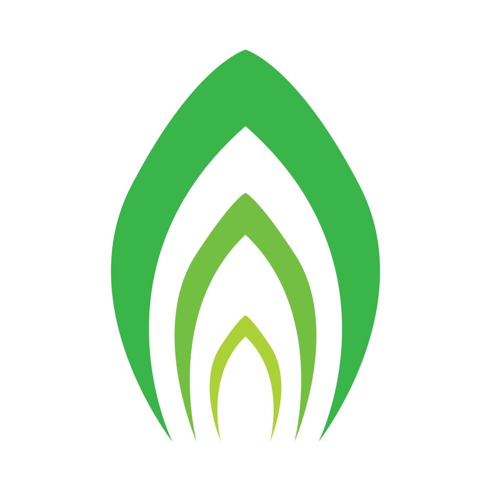 green leaf abstract triangle rounded logo vector icon illustration design