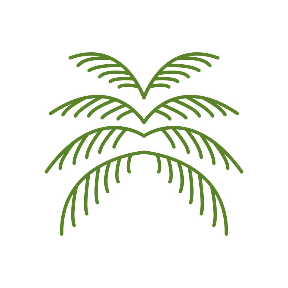 coconut tree leaf or palm leaf green line logo vector icon illustration design