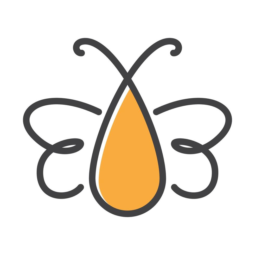 honey bee line with drop water logo symbol icon vector graphic design illustration