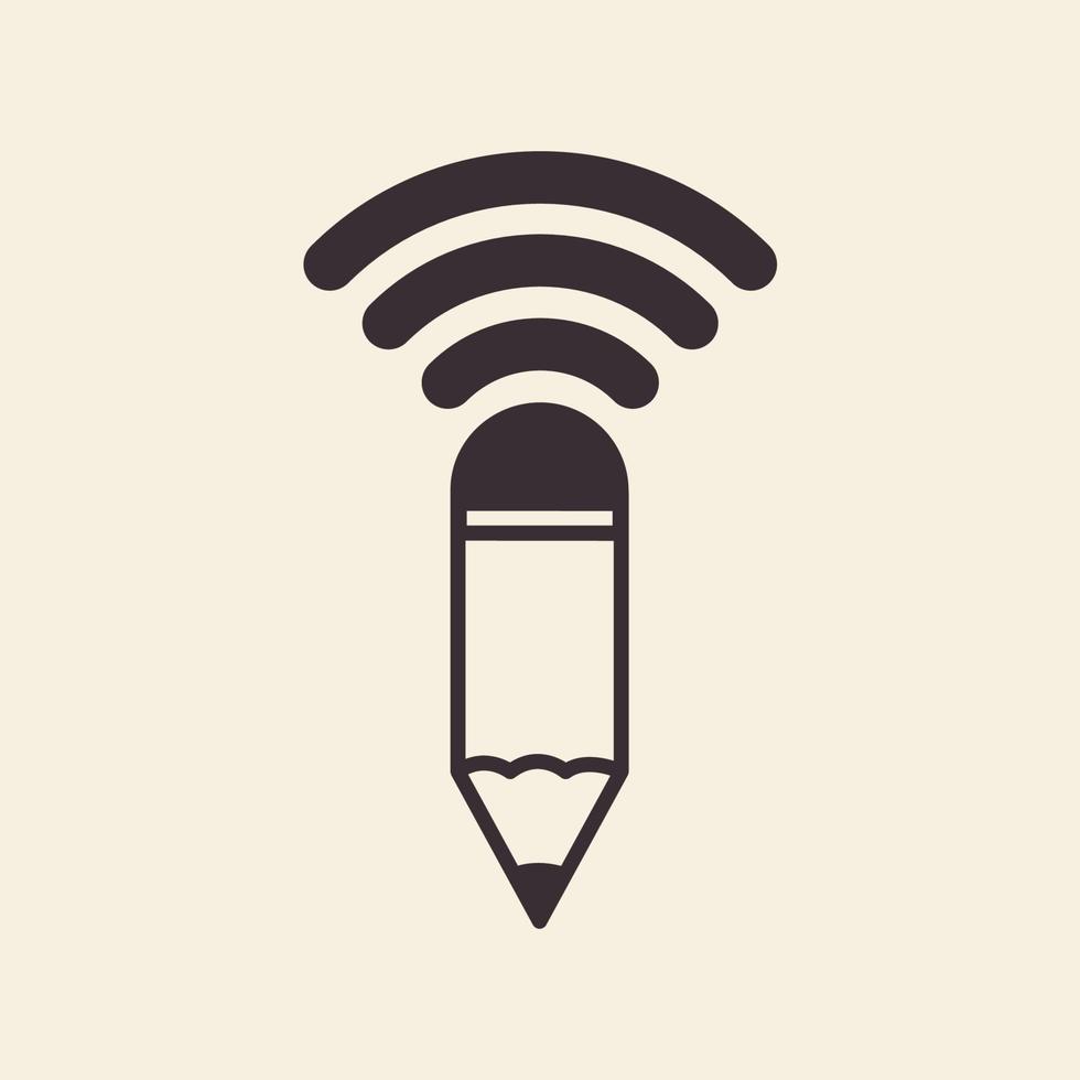 pencil art with wi-fi internet logo symbol vector icon graphic design illustration
