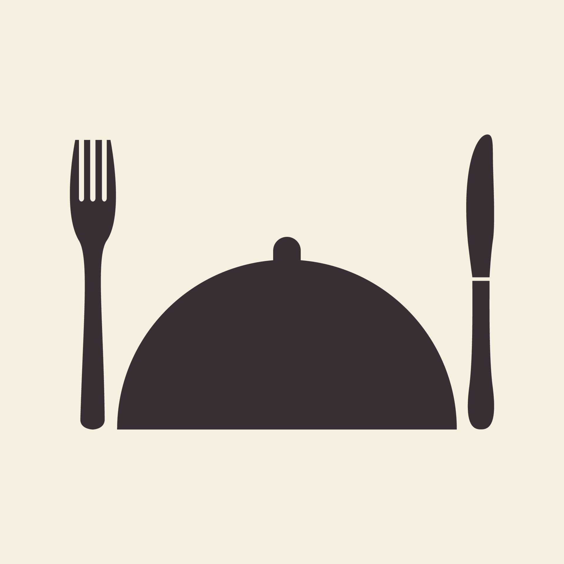 cubierta de comida con cuchillo y tenedor logo diseño vector icono símbolo ilustración