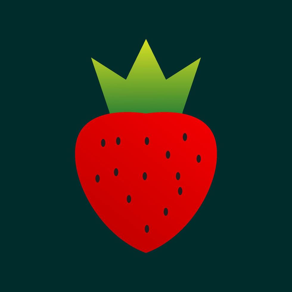 fresa fresca de fruta abstracta con diseño de logotipo de corona verde ilustración de icono de símbolo vectorial vector