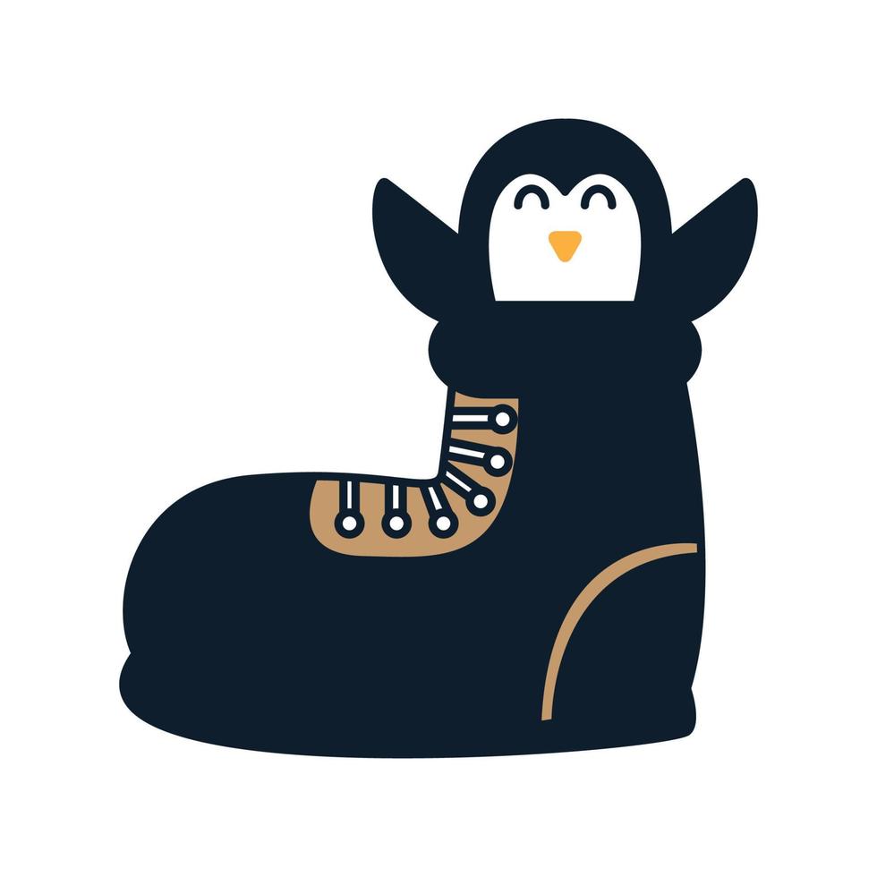 pequeño pingüino con ilustración de vector de zapatos