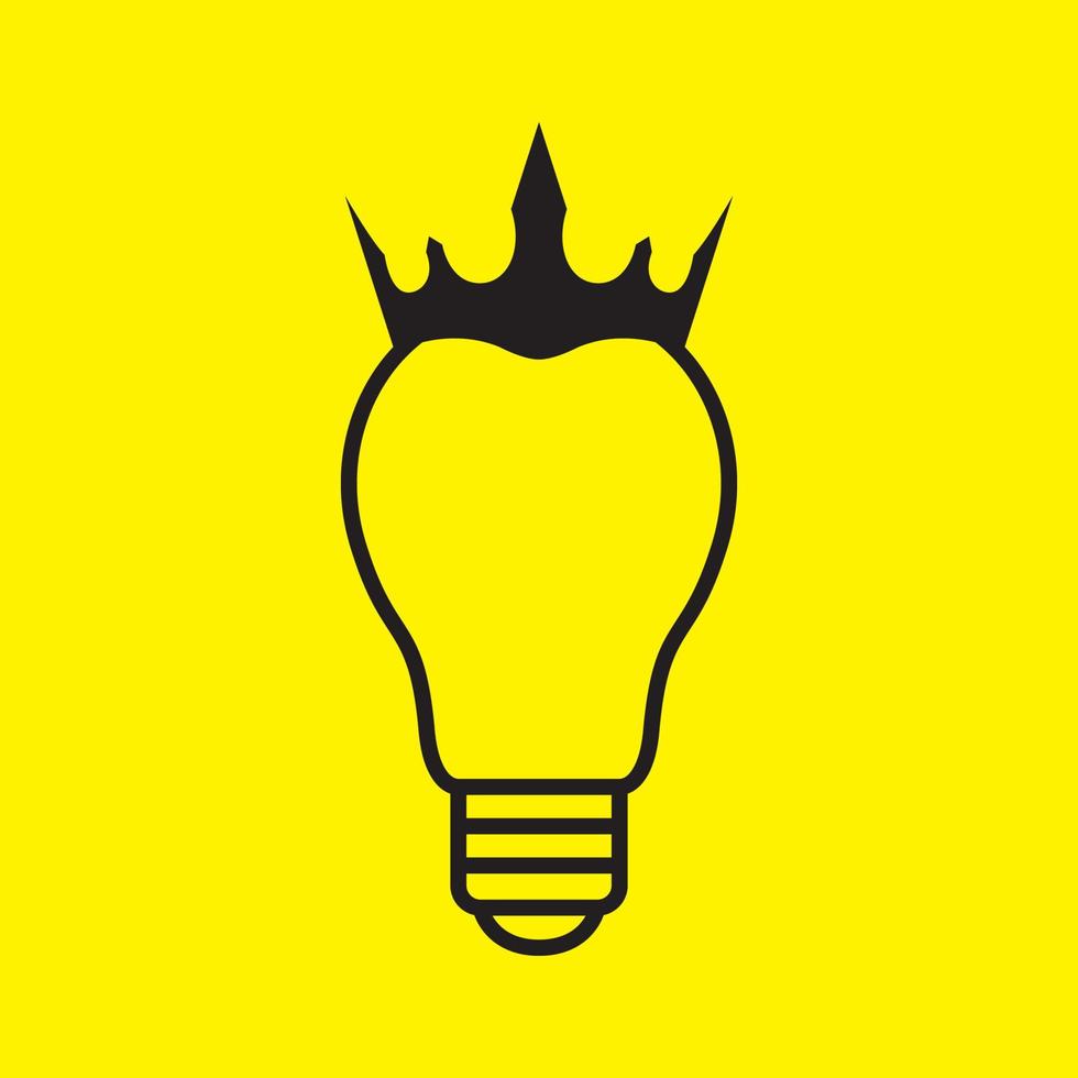 bulb lamp line with crown logo design vector graphic symbol icon sign illustration creative idea