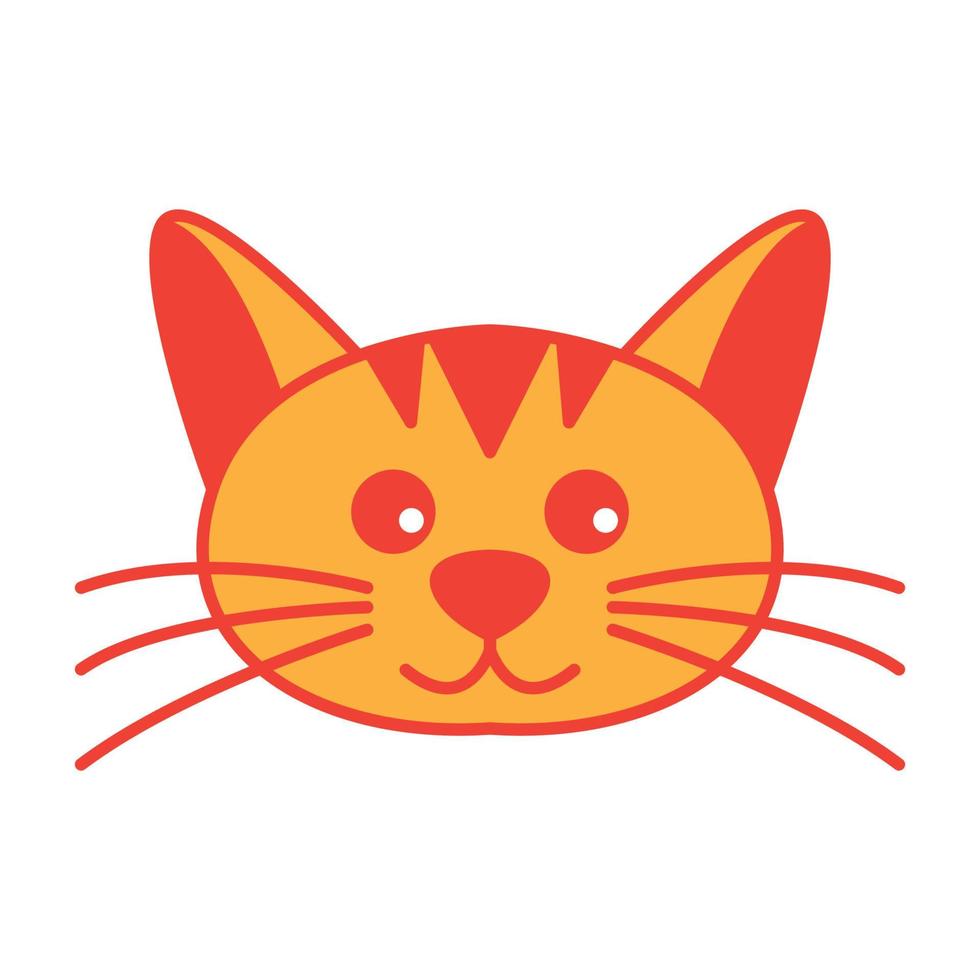 gato o gatito o gatito o cabeza de mascota cara sonrisa lindo dibujo animado logotipo vector ilustración diseño