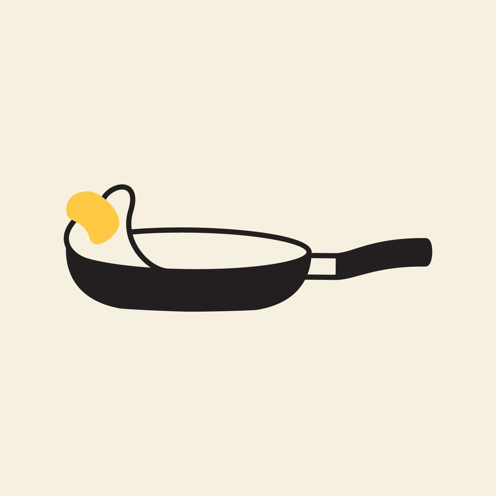 pan line cooking egg logo design vector icon symbol illustration