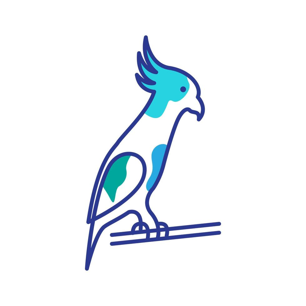 azul líneas arte abstracto cacatúa pájaro logo símbolo icono vector gráfico diseño ilustración idea creativo