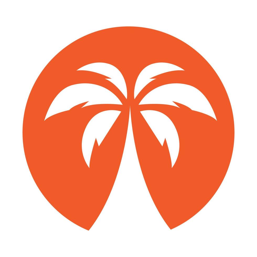 palmera o cocotero con el símbolo del logotipo de la puesta del sol icono vectorial ilustración diseño gráfico vector