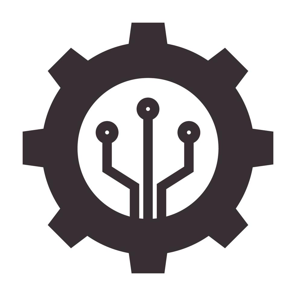 gear with connect technology logo vector symbol icon design illustration