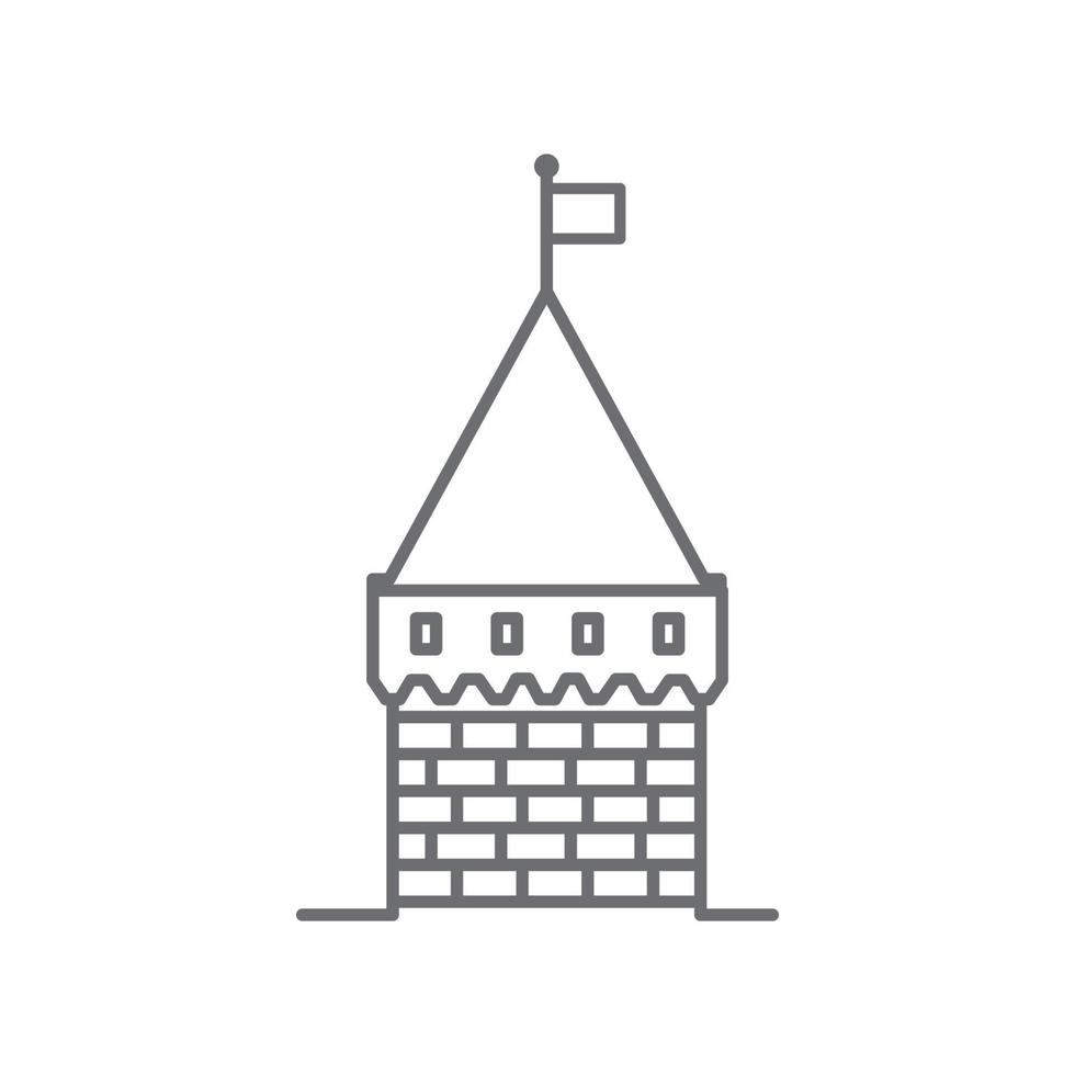 diseño de ilustración de icono de vector de logotipo de torre de castillo de línea de contorno
