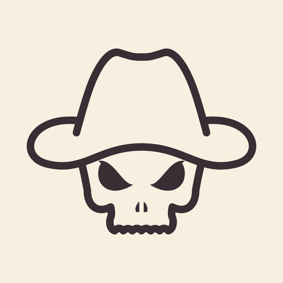 skull with cowboy hat vintage logo design vector graphic symbol icon sign illustration creative idea