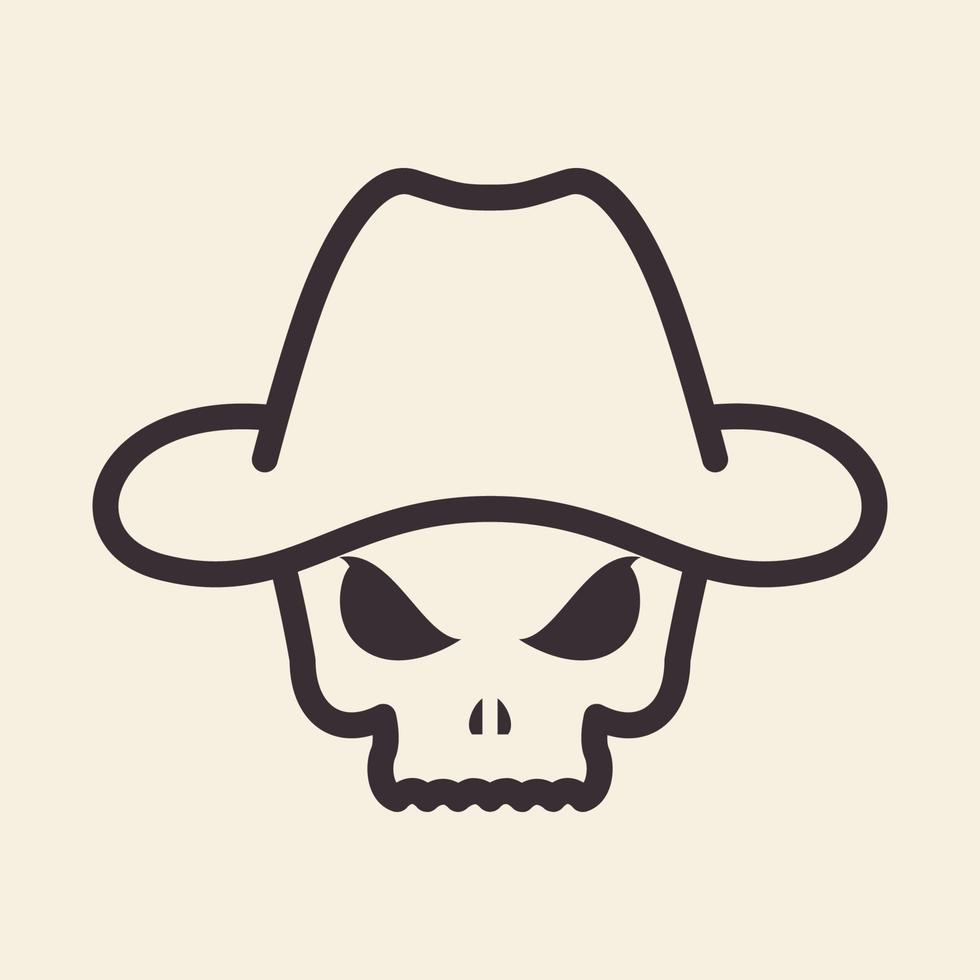 cráneo con sombrero de vaquero diseño de logotipo vintage símbolo gráfico vectorial icono signo ilustración idea creativa vector