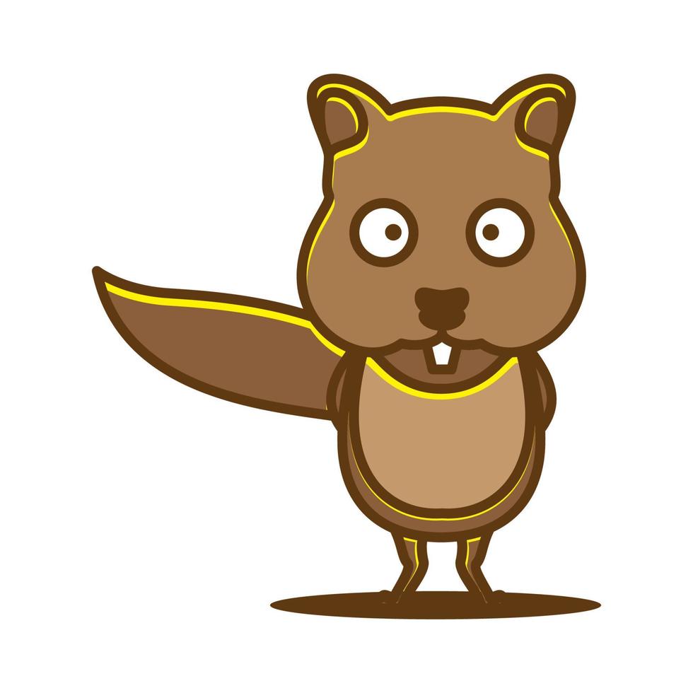 ilustración de diseño de icono de símbolo de vector de logotipo de ardilla marrón de dibujos animados lindo