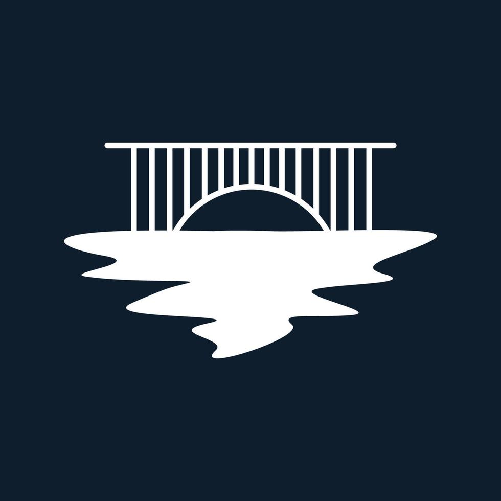 bridge with water river line outline logo vector icon design