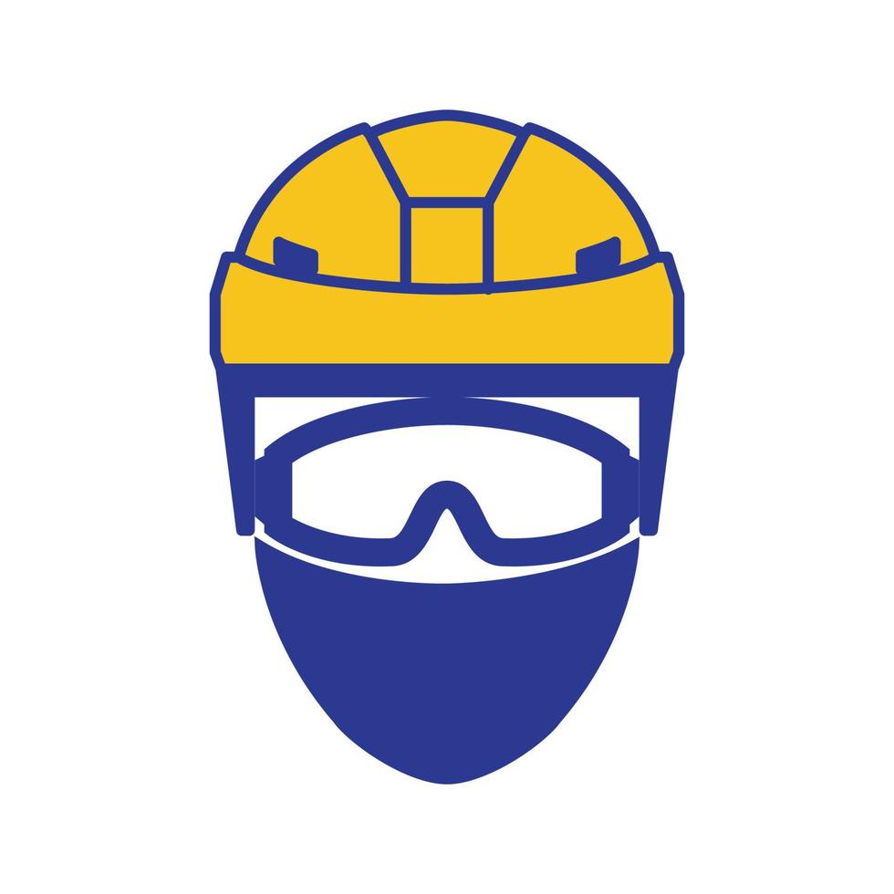 head player ice hockey with mask logo symbol icon vector graphic design illustration idea creative