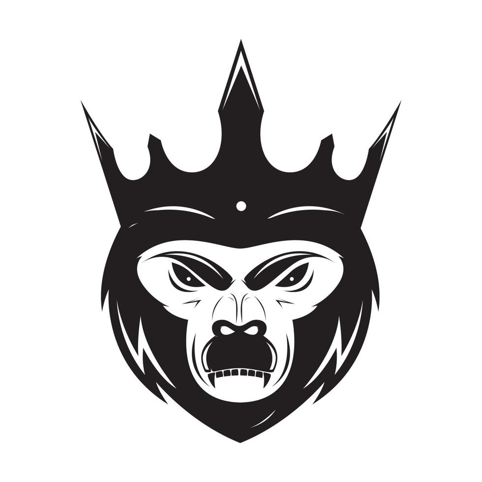 monkey king face with crown logo design vector graphic symbol icon sign illustration creative idea