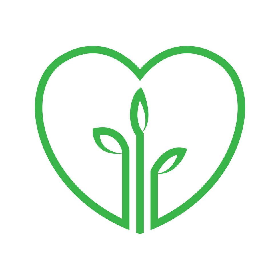 continuous line love with tree plant logo symbol icon vector graphic design illustration idea creative