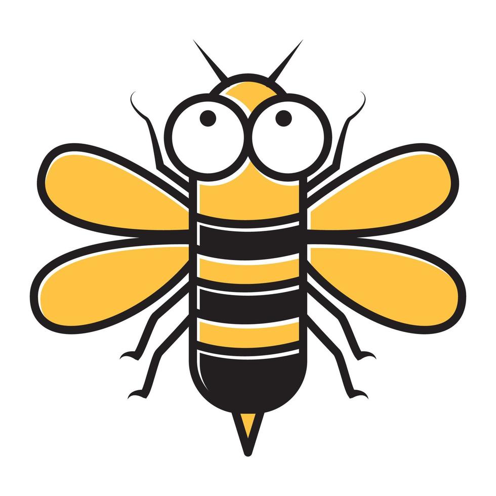 animal insect honey bee orange fly cartoon logo design vector icon symbol illustration