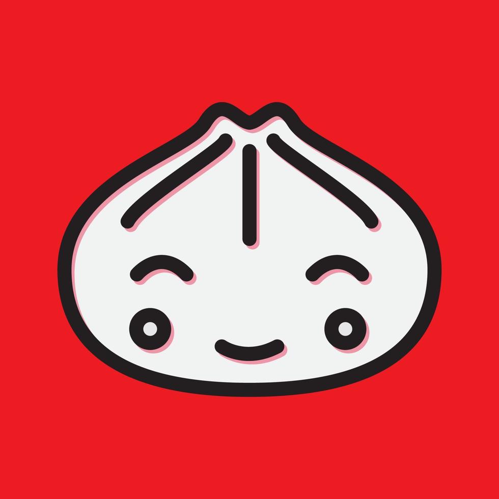 dumplings food cartoon happy logo design vector icon symbol illustration