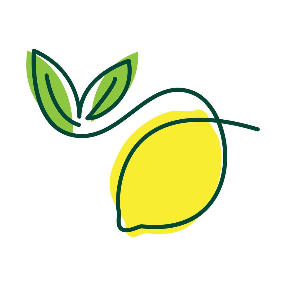 fruit lemon fresh lines art colorful logo design vector symbol icon illustration