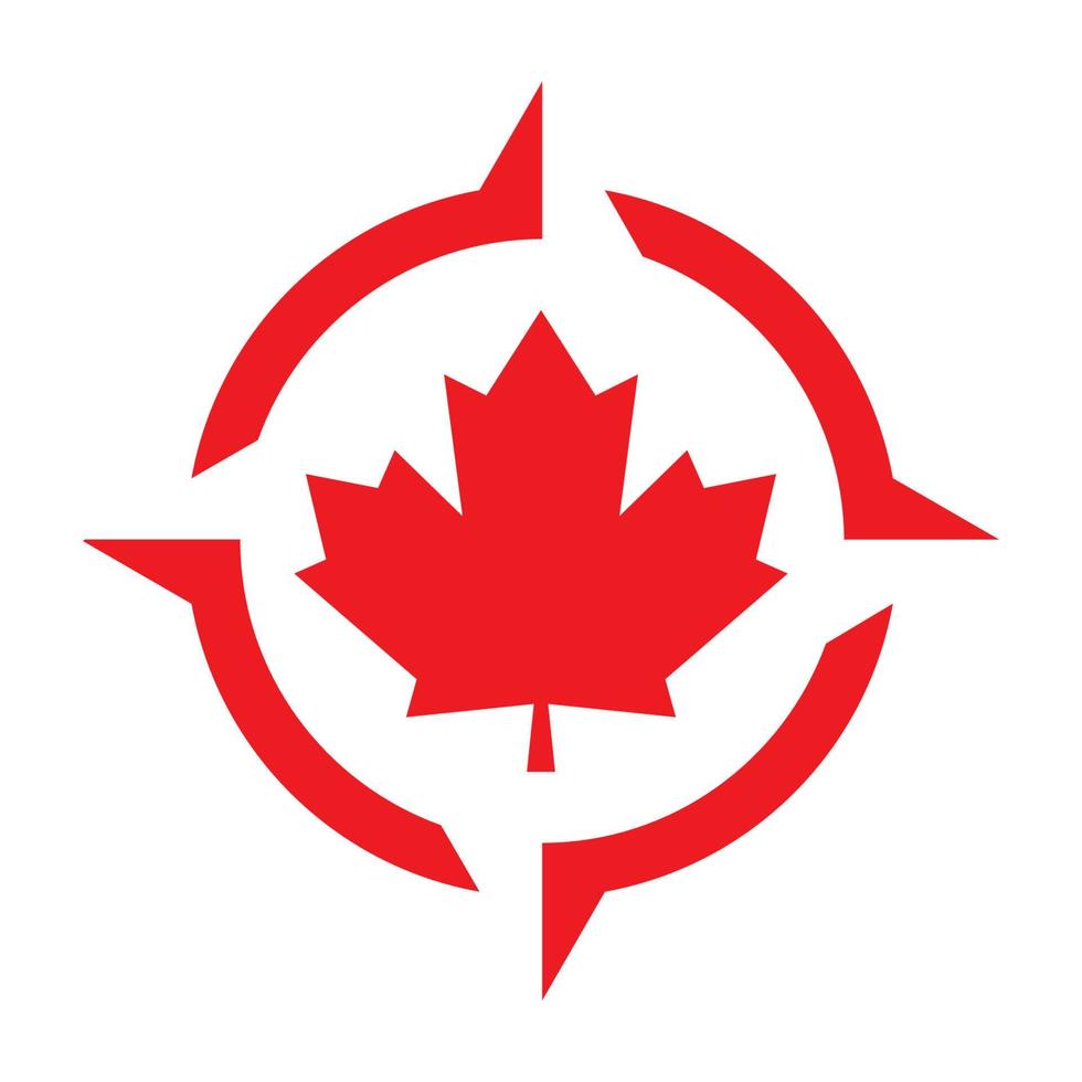 canada maple leaf with compass logo symbol icon vector graphic design illustration