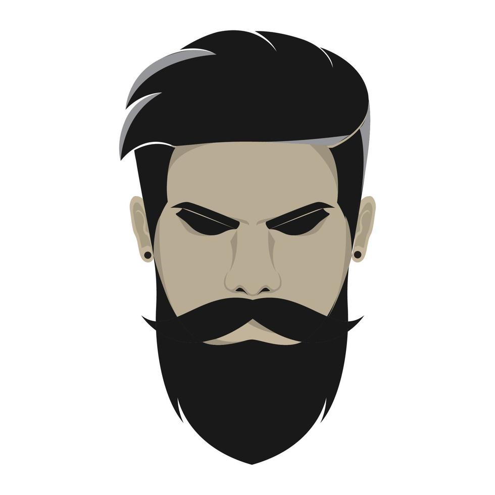 cool man with beard style vintage logo symbol icon vector graphic design illustration