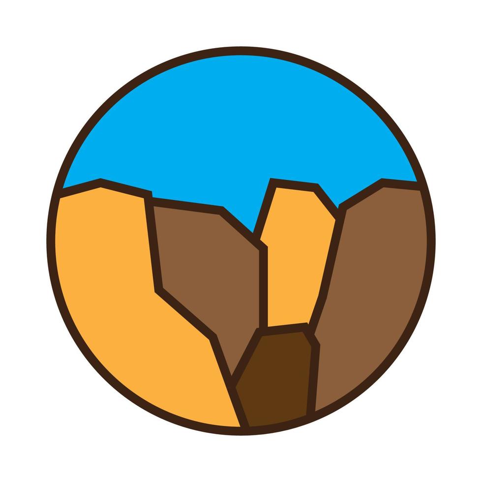 circle landscape canyon logo vector icon illustration design