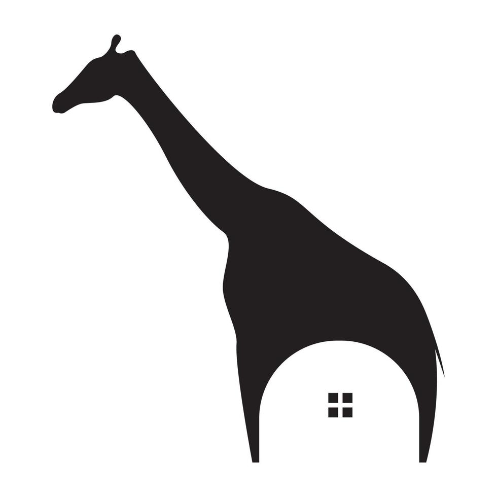 animal giraffe with home logo vector symbol icon design graphic illustration