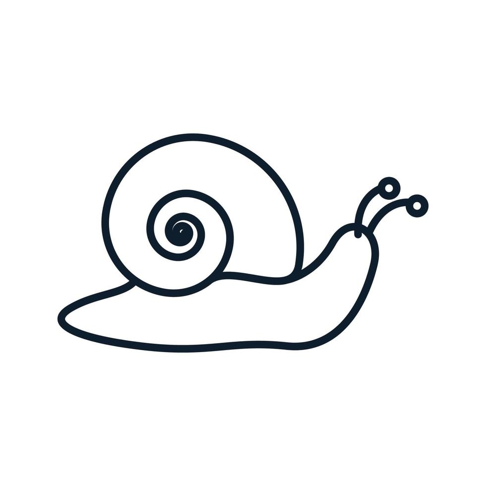 diseño de ilustración de icono de vector de logotipo minimalista animal de contorno de arte de línea de caracol o babosa