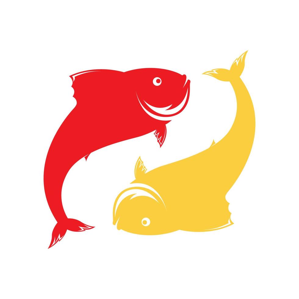 rojo naranja pescado yin yang logotipo símbolo icono vector gráfico diseño ilustración idea creativa