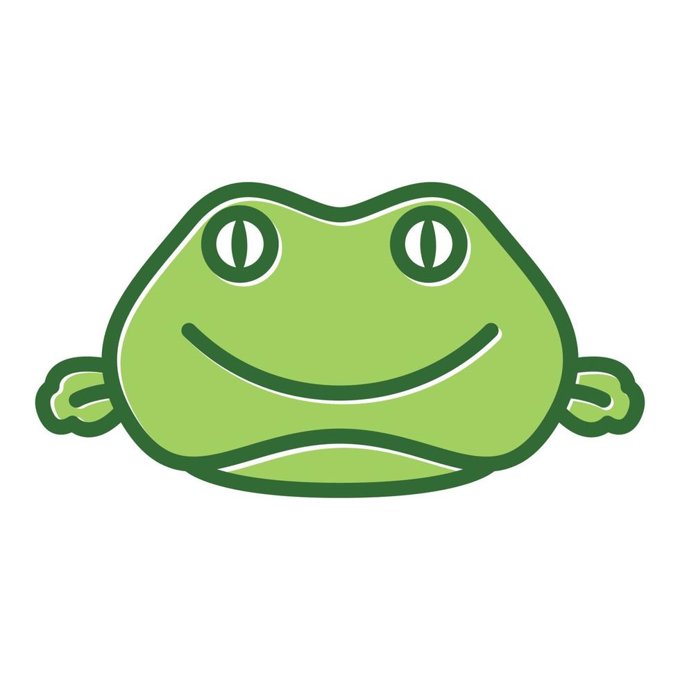 cabeza de rana verde cara feliz dibujos animados logotipo símbolo icono vector gráfico diseño ilustración