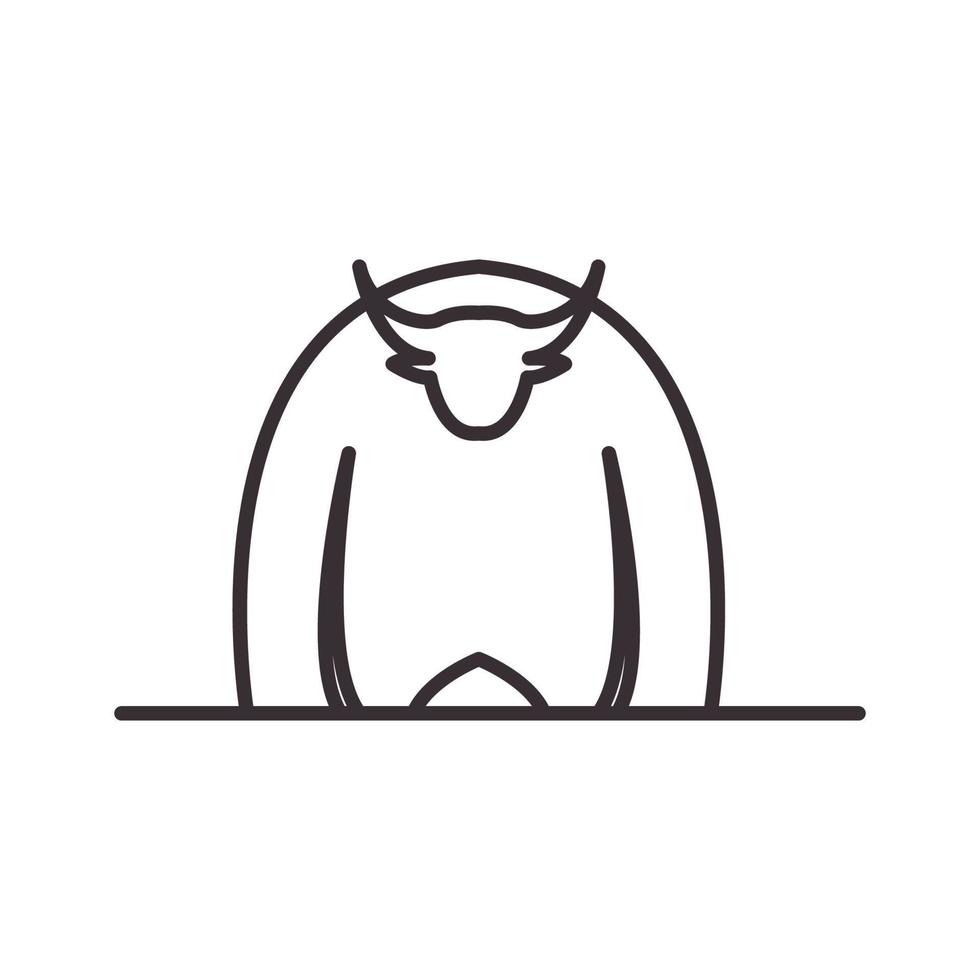 líneas búfalo monstruo dibujos animados logotipo símbolo icono vector gráfico diseño ilustración