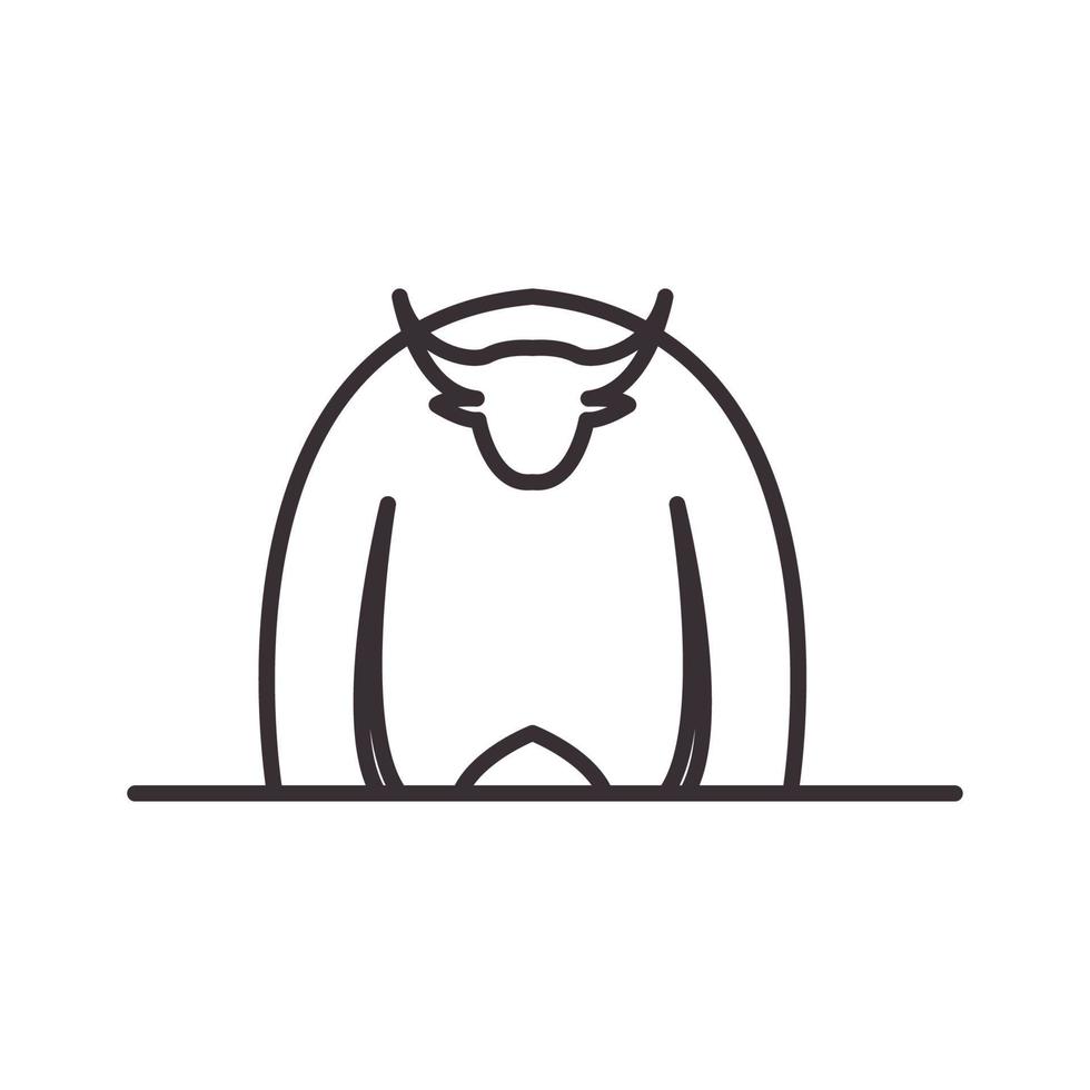 lines buffalo monster cartoon logo symbol icon vector graphic design illustration