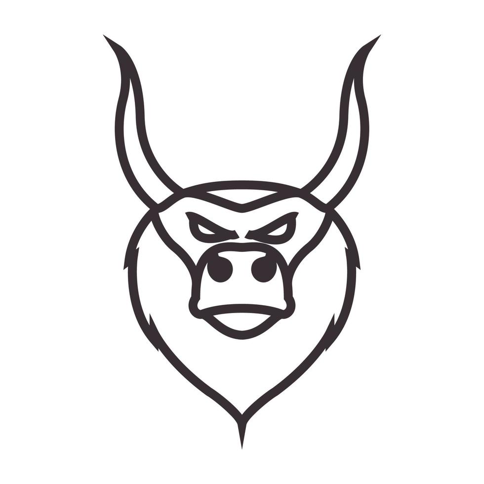 líneas hipster cabeza toro o búfalo logo vector icono ilustración diseño