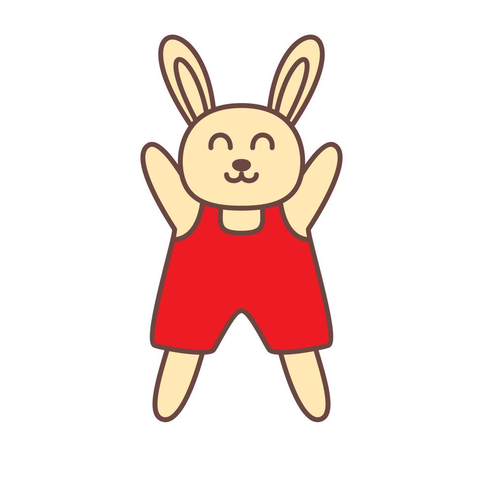 rabbit or bunny hand up cute cartoon logo vector  illustration