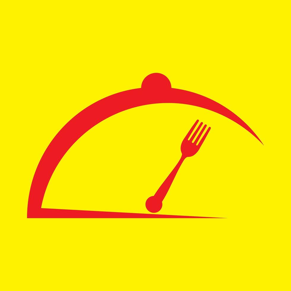 Movable food cover with fork  logo design vector icon symbol illustration