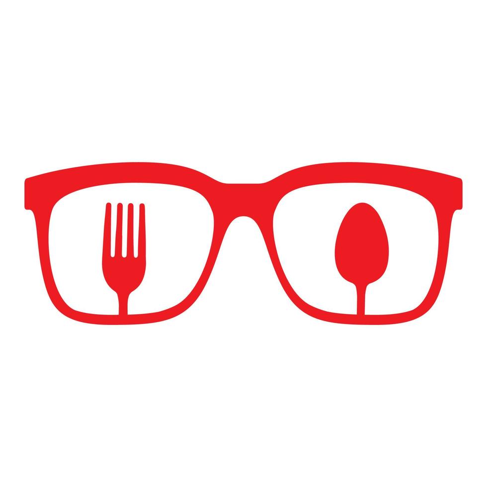 Gafas de sol con tenedor y cuchara símbolo del logotipo icono de vector ilustración diseño gráfico