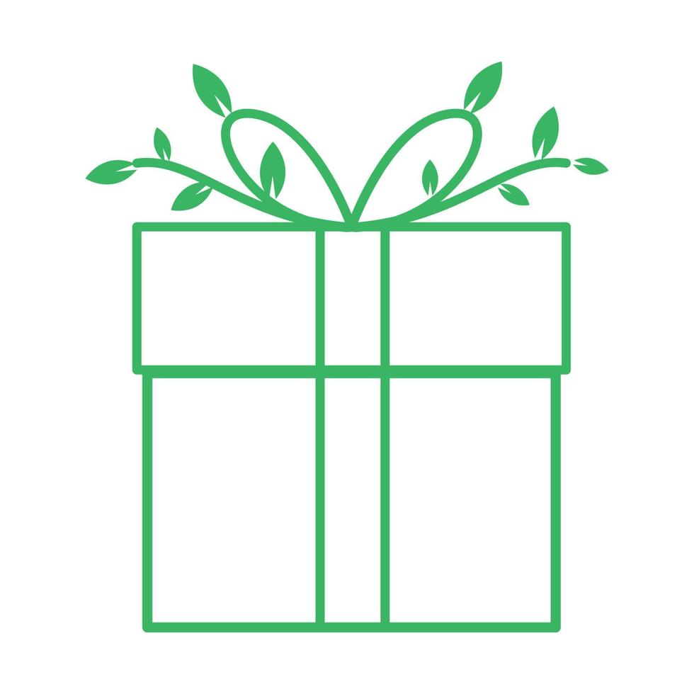 Caja de regalo de líneas con vid símbolo del logotipo icono vectorial ilustración diseño gráfico vector