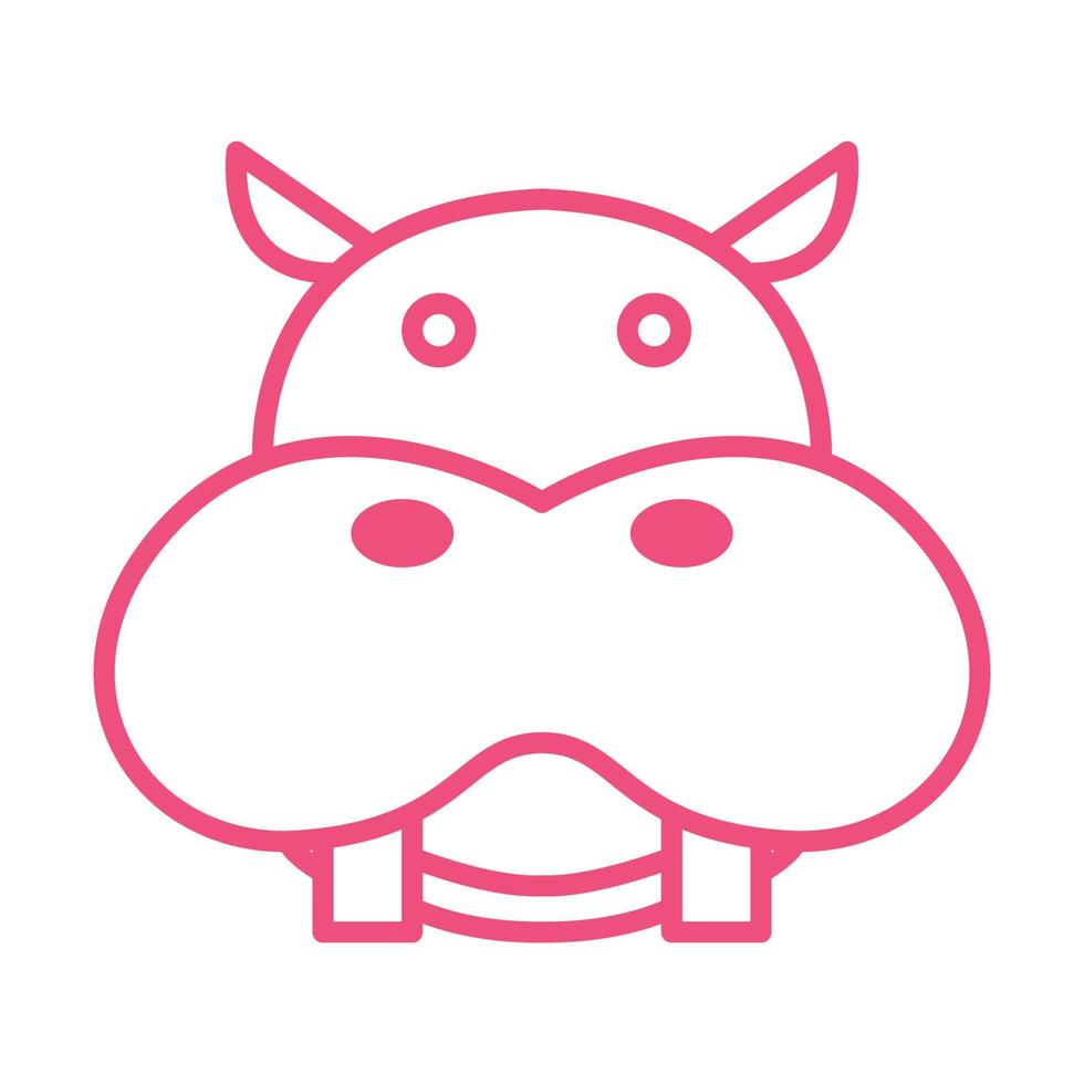 lines cute cartoon head hippo logo symbol vector icon illustration graphic design