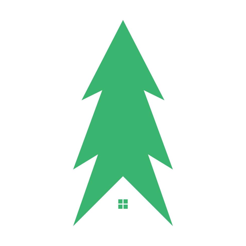 flat tree pine with home logo symbol vector icon illustration graphic design