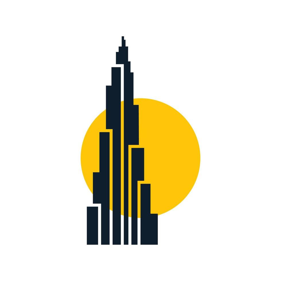 skyscrapers silhouette sunset modern logo vector icon design