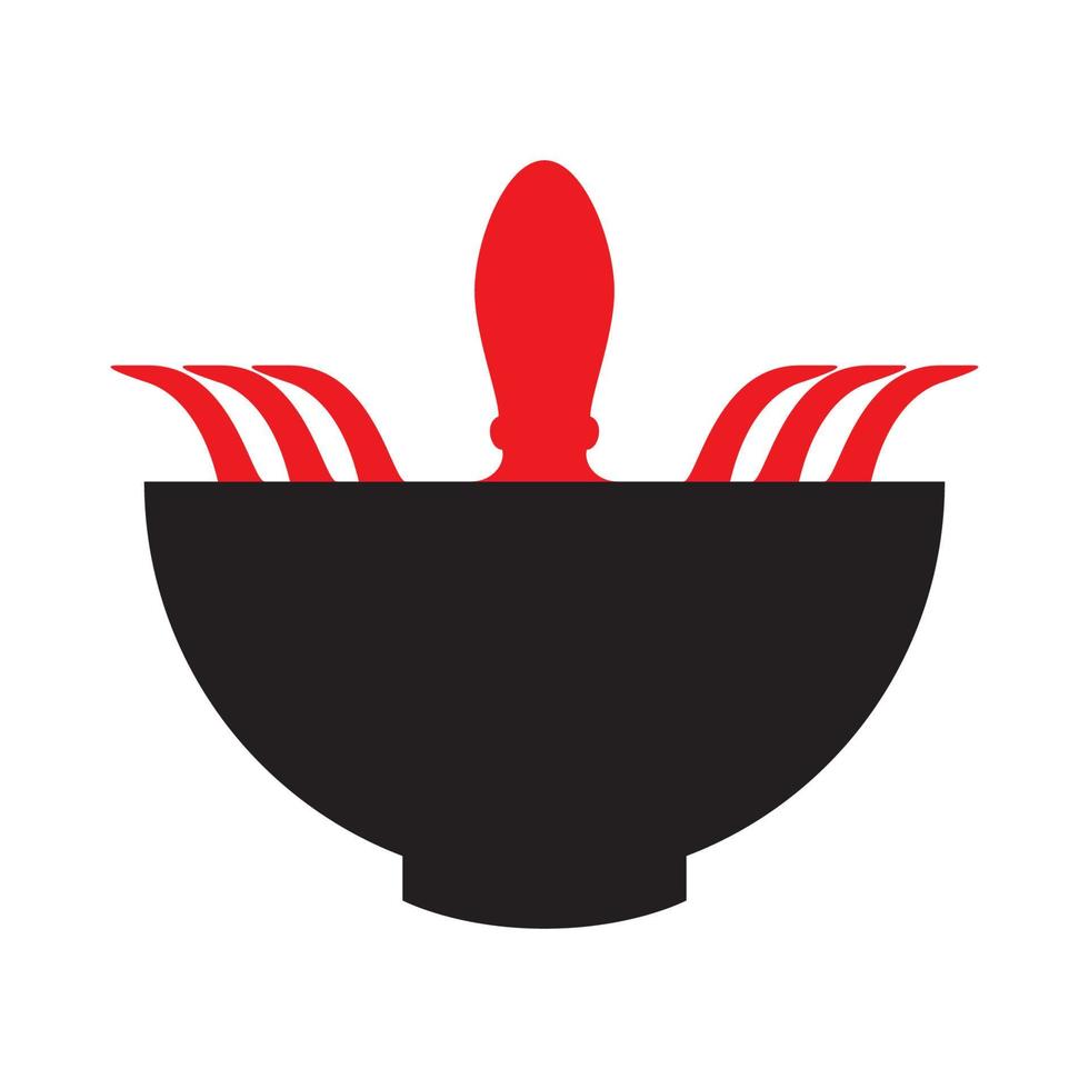 Tazón con diseño de ilustración de icono de vector de logotipo de pulpo