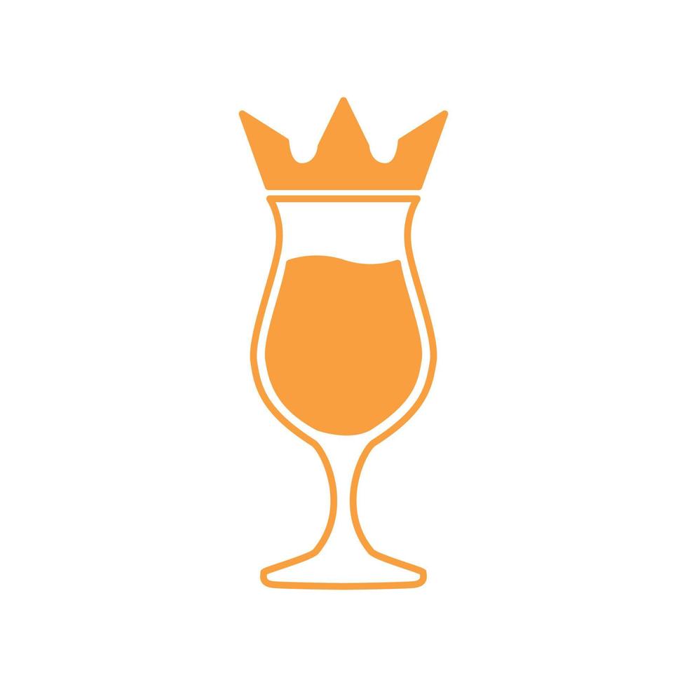 a glass of orange juice with crown logo vector icon symbol graphic design illustration