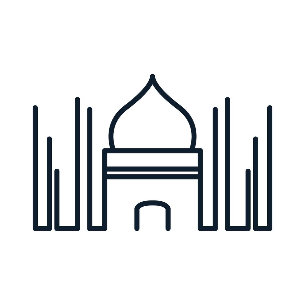 Islamic mosque simple line outline logo vector icon illustration