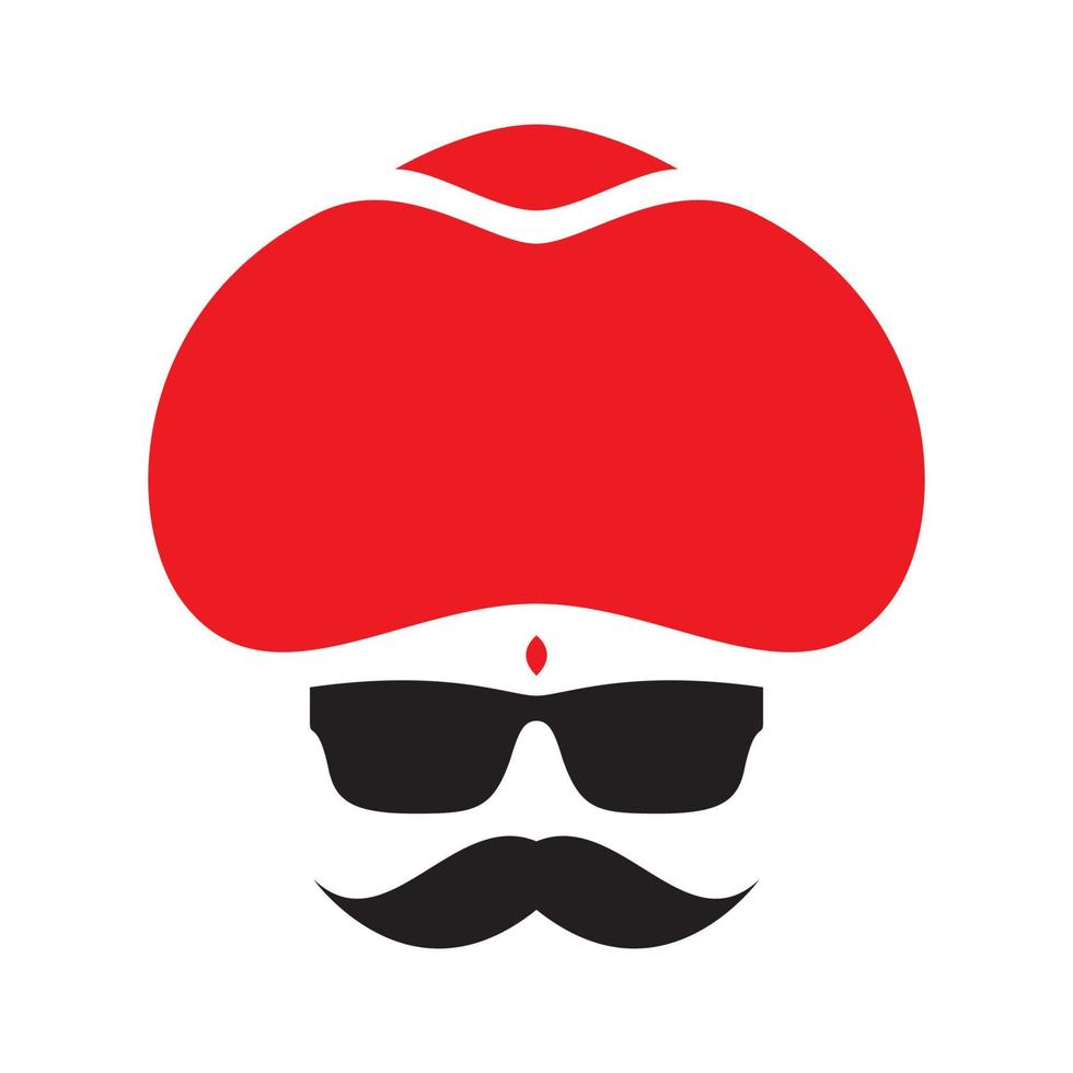 cool man india con sombrero cultura diseño de logotipo vector gráfico símbolo icono signo ilustración idea creativa