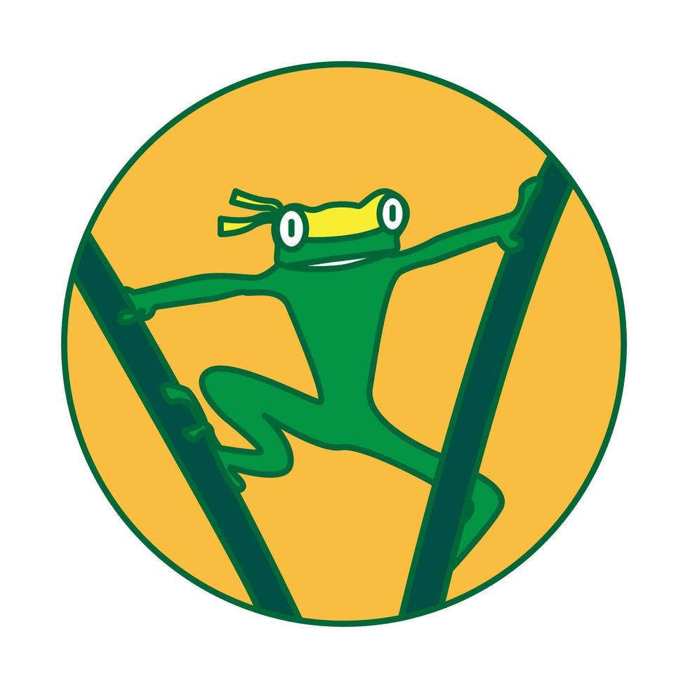 cartoon animal frog ninja green logo symbol vector icon illustration graphic design